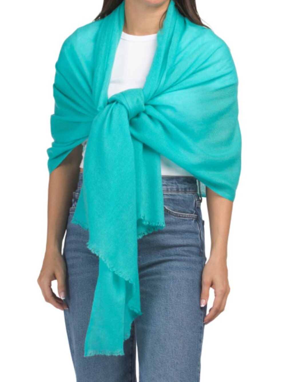 PORTOLANO Cashmere Pashmina Scarf With Eyelash Fringes